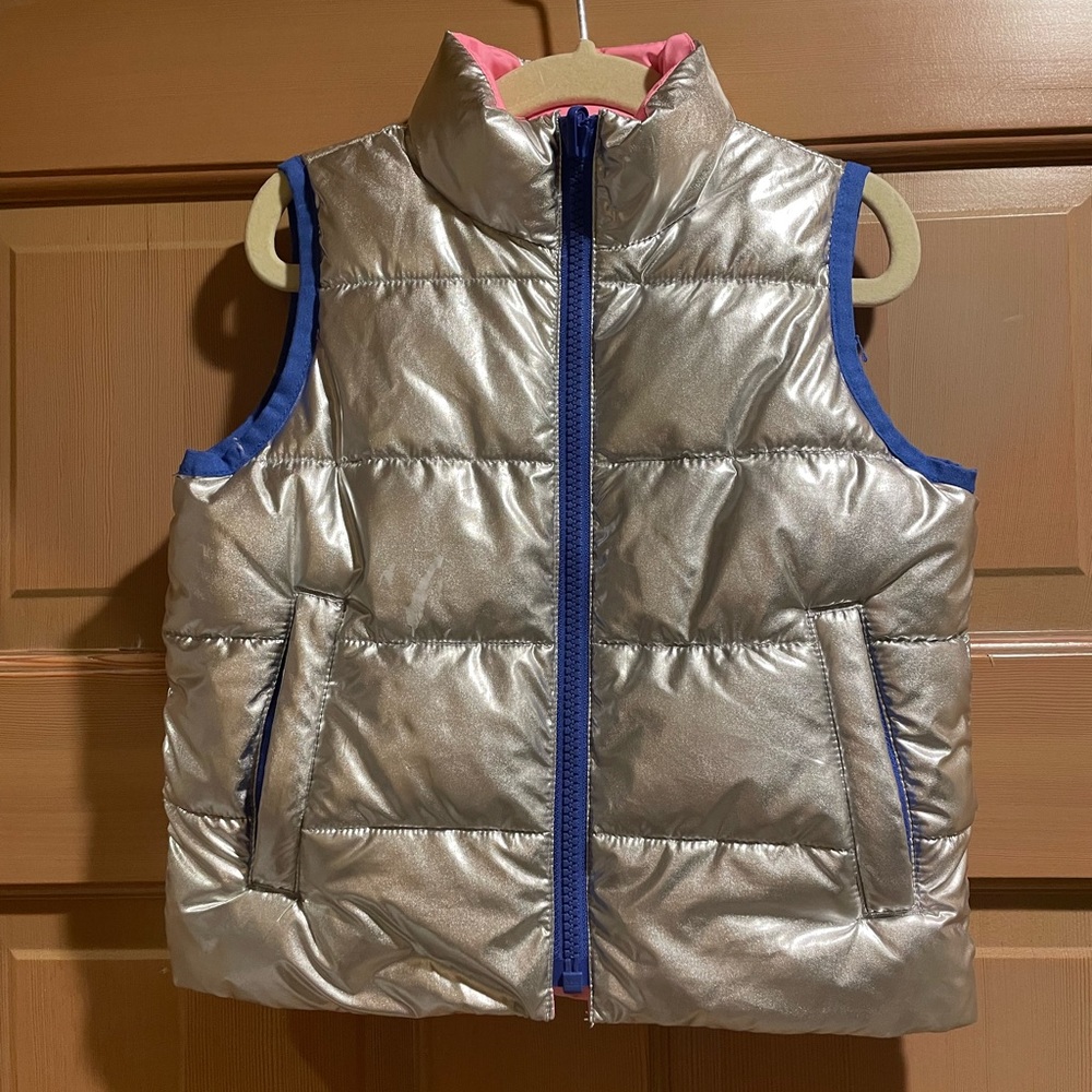 Spotted Zebra Silver Puffy Vest Size 2T